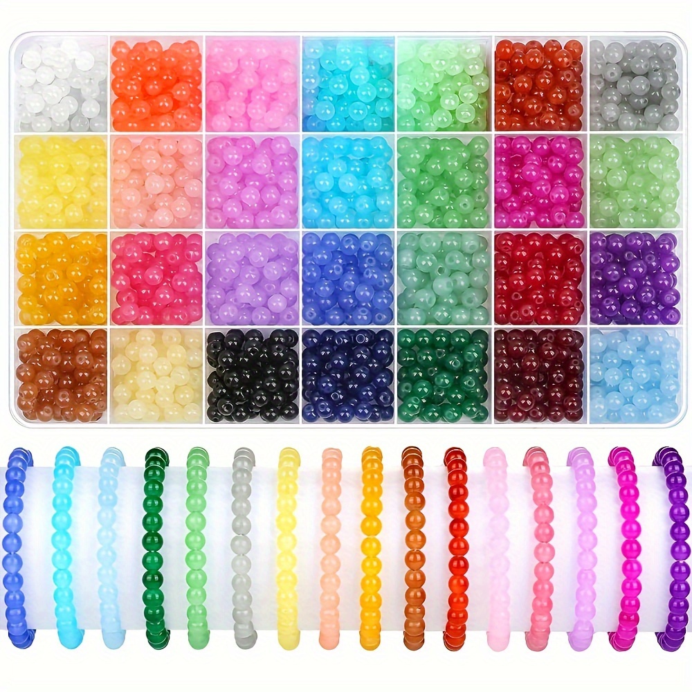 24/48 colores Kit de cuentas de vidrio de 3 mm para hacer joyas, pequeñas  cuentas coloridas con encantos colgantes y cuentas de letras para hacer puls