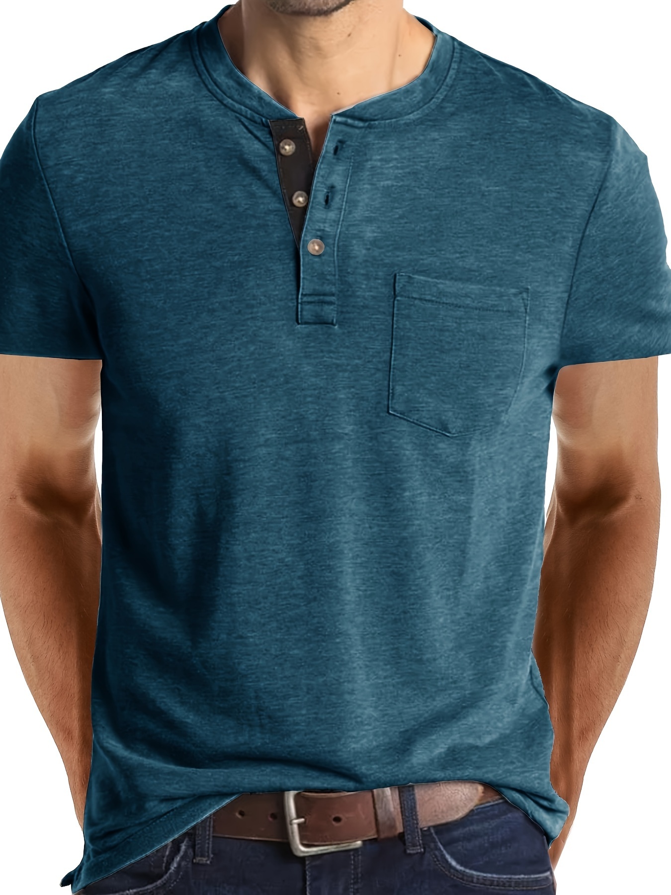 Incerun Camisa Henley Marca Hombre Algodón Liso Transpirable - Temu Chile