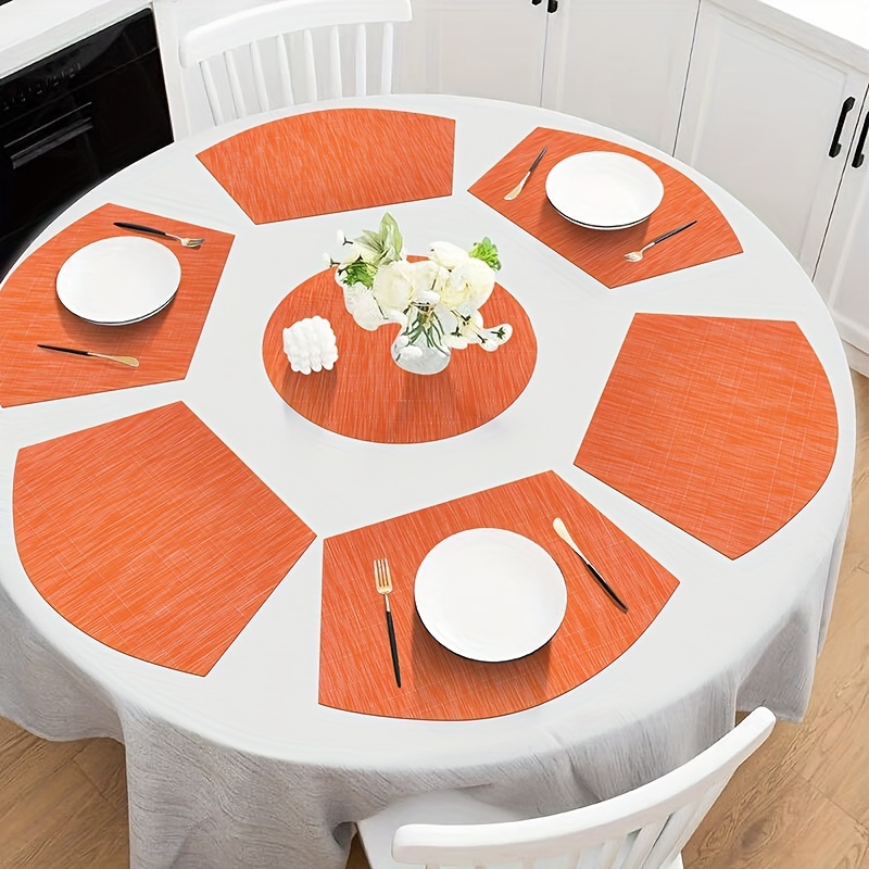 Mantel individual de papel desechable, color naranja con bordes  festoneados, mantel individual de papel duradero para decoración de  vacaciones, bodas
