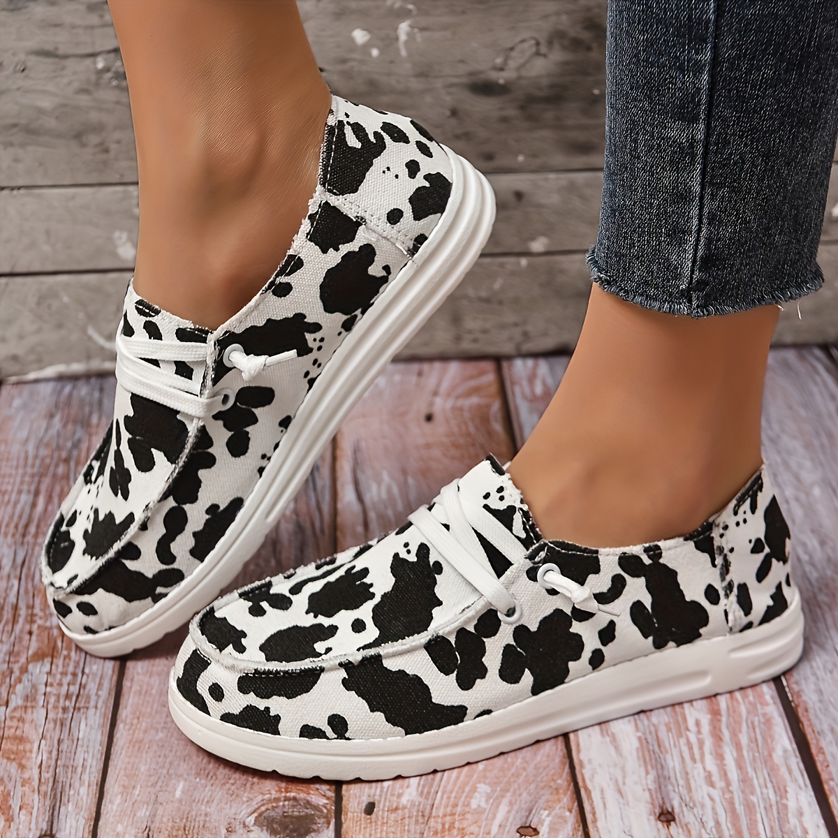 Women's Leopard Print Canvas Shoes, Lightweight Closed Toe Lace Up Shoes,  Women's Fashion Flat Shoes - Temu