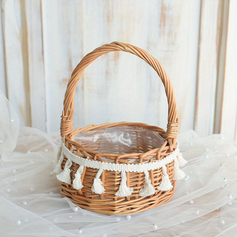 Small Size Camping Basket Wicker Woven Flower Basket - Temu