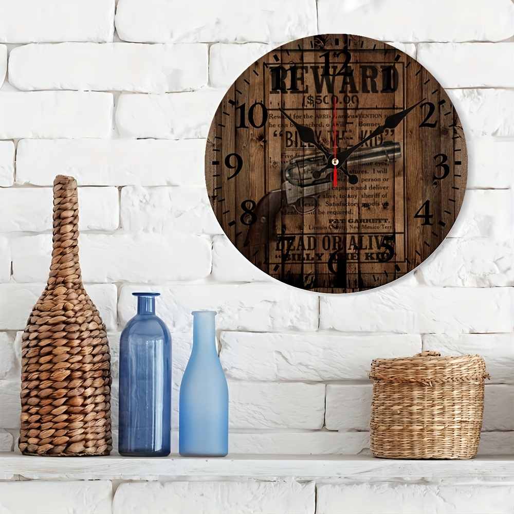 Reloj de pared de madera silencioso colgante reloj redondo retro granja  pequeño pájaro azul cuarzo funciona con pilas relojes cocina salón  dormitorio