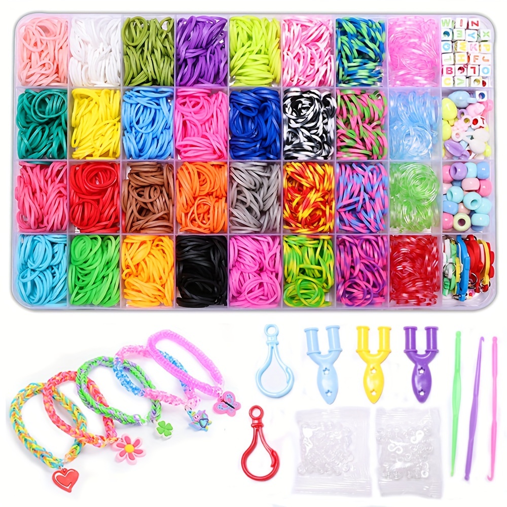 Na meng Loom - Lot de 40 bandes élastiques pour enfants - Pour bracelets -  40 grilles - Kit de démarrage en caoutchouc pour bracelets - Cadeau de Noël