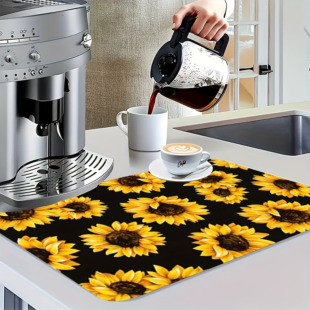 Unique Sunflower and Rooster Coffee Maker Mat Diatom Mud Dish