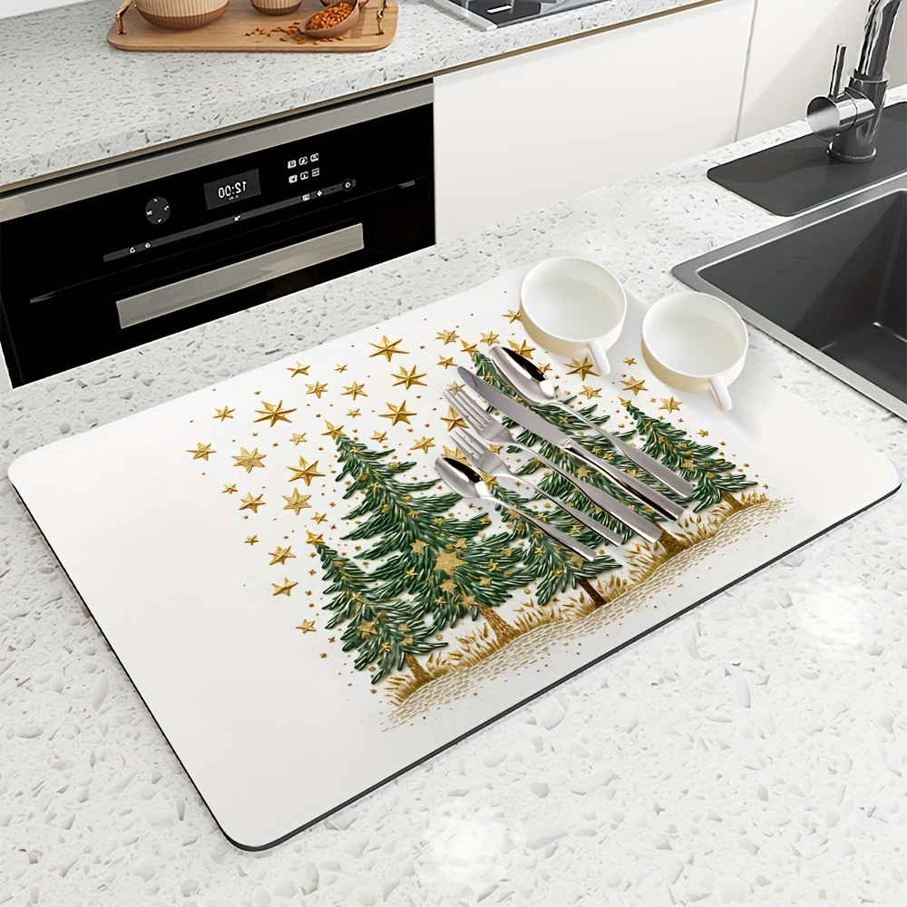 Dish Drying Pad, Kitchen Countertop Absorbent Pad, Red Truck Winter Theme  Washstand Drain Mat, Soft Diatom Mud Faucet Absorbent Mat, Toilet Washstand  Cup Mat, Toilet Anti-water Absorption Mat, Kitchen Accessories, Bathroom  Accessories 