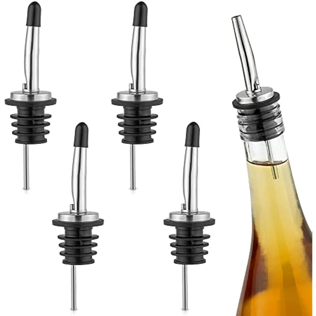 Liquor Bottle Pourers | Bottle Pourers for Alcohol | Includes Liquor Pour  Spout 12 pack and 4 Alcohol, Juice Pour Bottles Multiple Colors | Bar