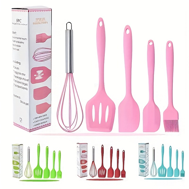 Non-Stick Spatula Set 5 pcs Silicone Rubber Spatula Set, Heat-Resistant  Spatula Kitchen Utensils Set egg beater, Scraper, Leakage Spade, Brush, for  Cooking, Baking, and Mixing price in UAE,  UAE