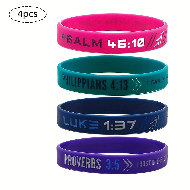 5 Pcs/Pack Positive Words Silicone Wristbands with Text Message, Solid Color Rubber Bracelets Rubber Band Bracelets Party Favors,Temu