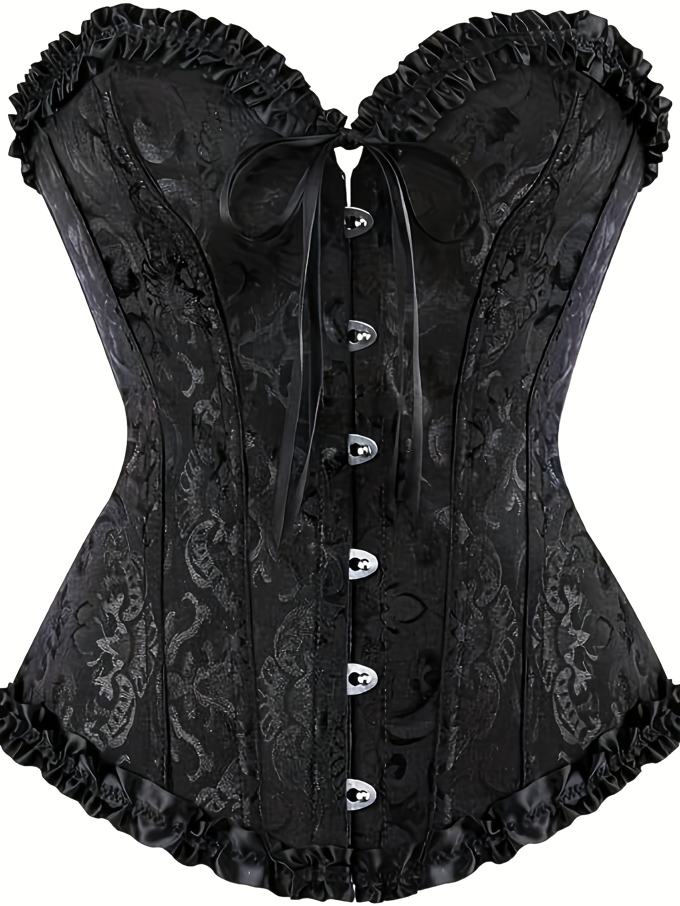 Off Shoulder Neck Corsets For Women Sheer Mesh Long Puff Sleeve Overbust  Corset Gothic Lace-up Boned Bustier Tops Black