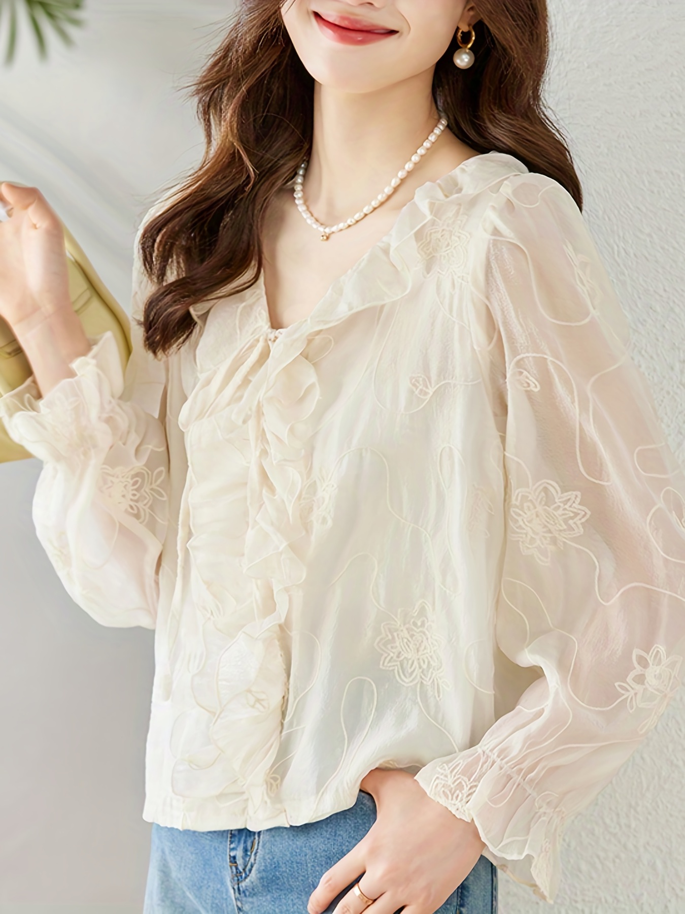 Wayf Tie Front Blouse - Temu