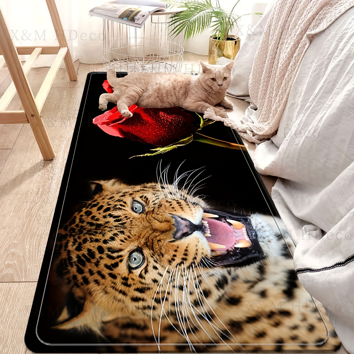 3D Tiger Printed Non-slip Hallway Rug Kitchen Runner Rug Bath Mat