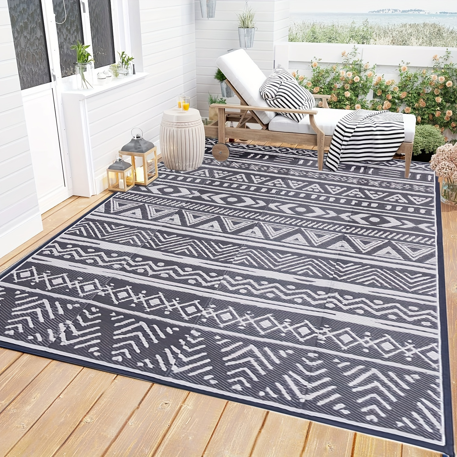 Large Waterproof Outdoor Rug Mats For Rv, Deck, Camping, And Indoor/outdoor  Use - Reversible, Portable, And Durable - 5x8, 6x9, Or - Temu