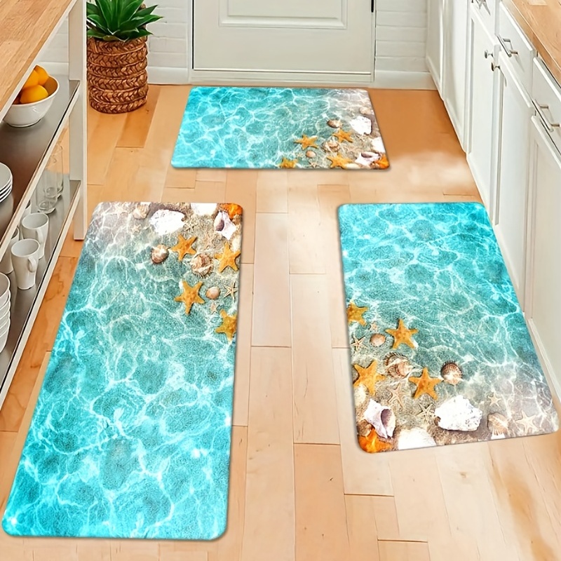 Beach Starfish Seashell Door Mat, Sea Shells Kitchen Floor Rugs Mats,  Machine Washable, Anti-fatigue Comfort Standing Carpet Washable Soft  Cushioned Mat For Linging Room Entertance Home Office Use - Temu