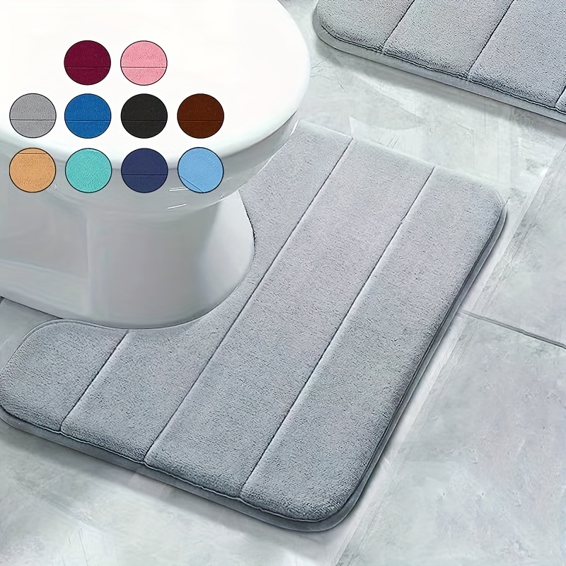 1pc Memory foam bath mat U-shaped, Commode outline carpet, soft