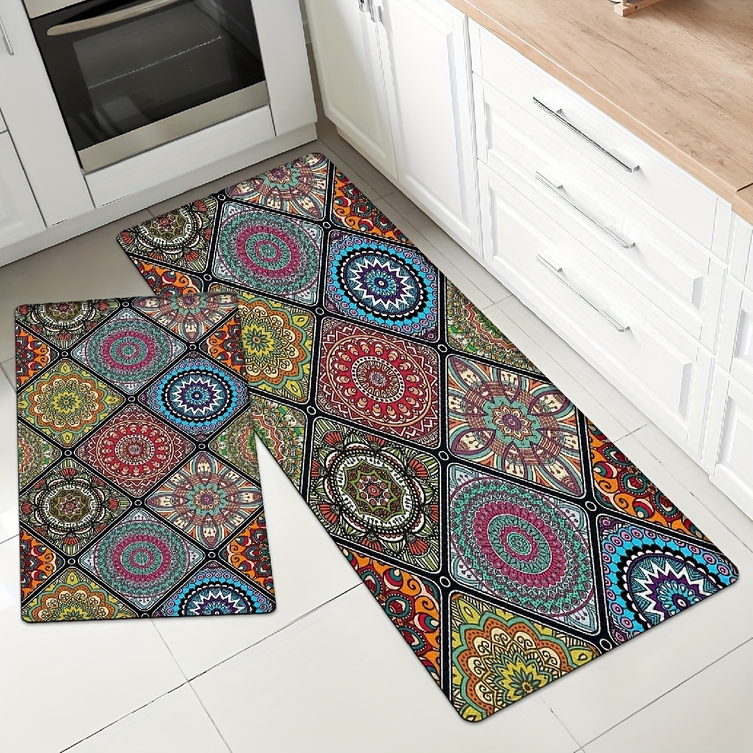 Mandala Pattern Printed Kitchen Floor Mat Boho Home - Temu