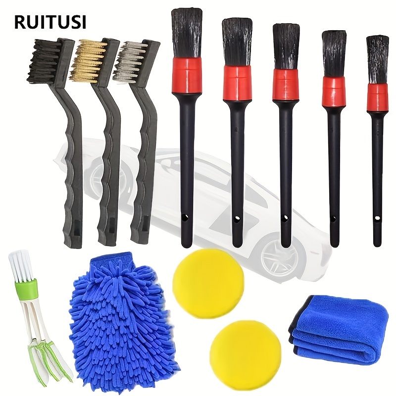 16 Pack Kit de brosse de nettoyage de voiture Ensemble de brosses