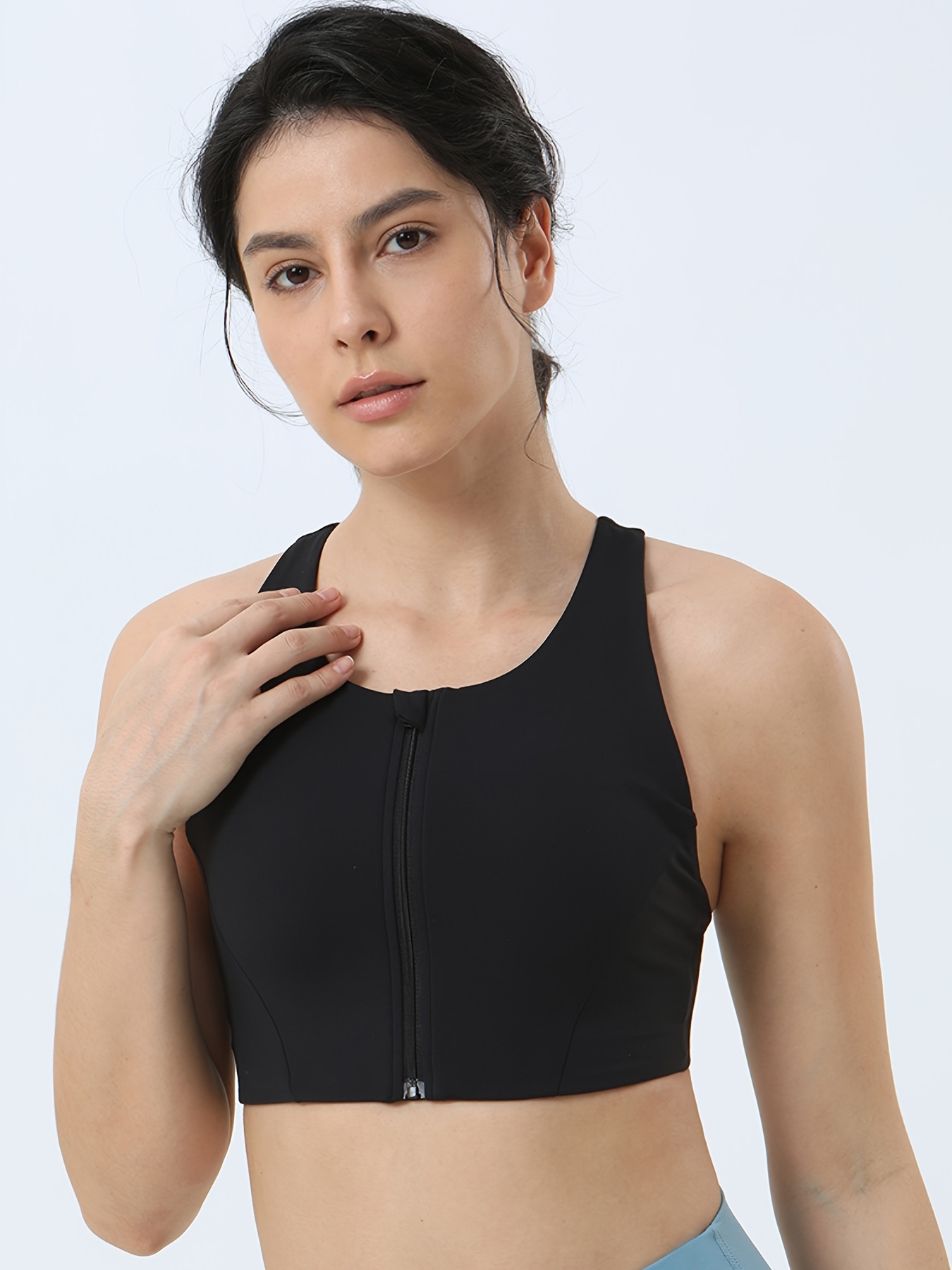 Women's Sports Bra Plus Size Solid Color V Neck Backless - Temu