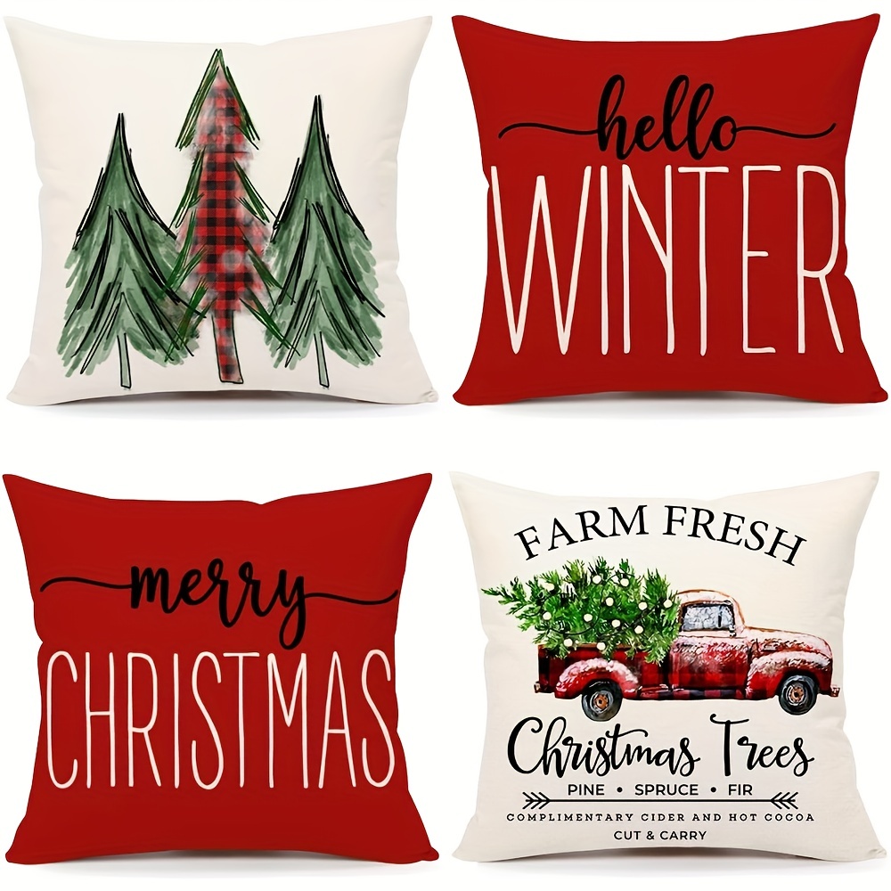 Linen Mixed Woven Christmas Throw Pillowcase Rustic - Temu