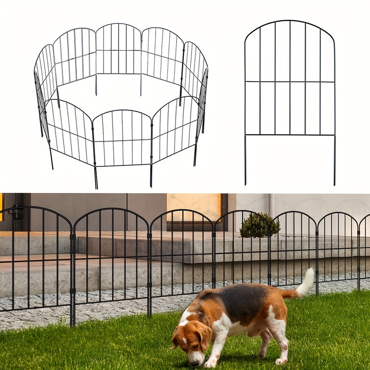 Paquete de 20 vallas de barrera para animales: valla decorativa de jardín  sin excavación | Alambre de metal inoxidable para perros conejos, estacas  de