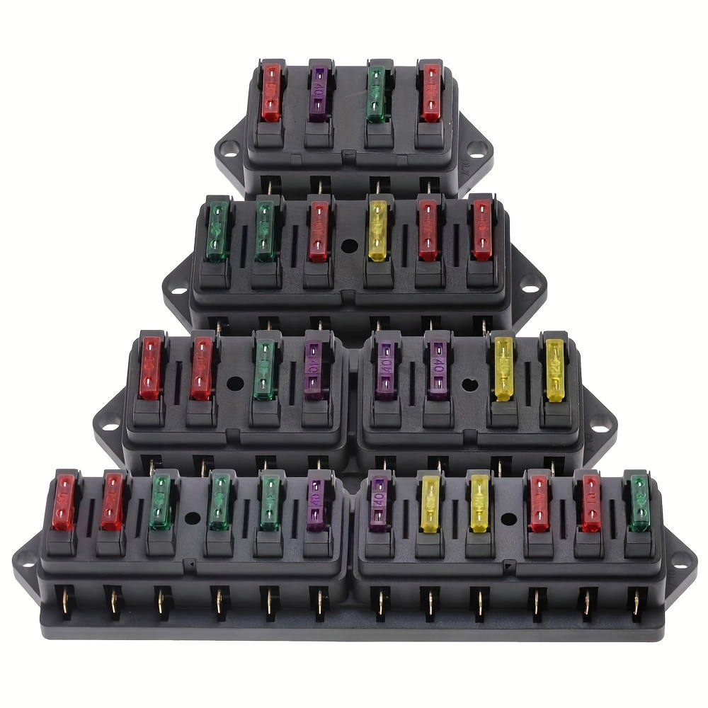 Kohree Bloque de fusibles de hoja de 6 vías de 12 V 12 V impermeable,  soporte de caja de fusibles de 6 circuitos con caja de fusibles de bus  negativo