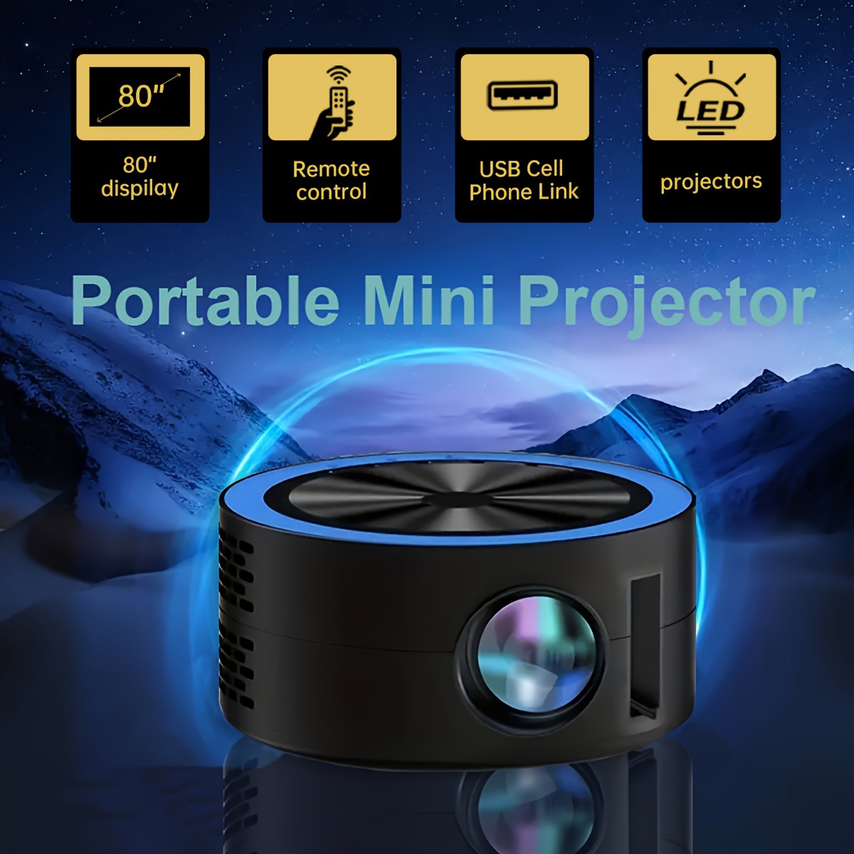 Mini proyector Proyector portátil para iPhone Video Smart Led Pocket Pico  Pequeño proyector de teléfono doméstico para dormitorio con computadora  portátil HDMI USB TV Interfaces AV y control remoto para ver dibujos