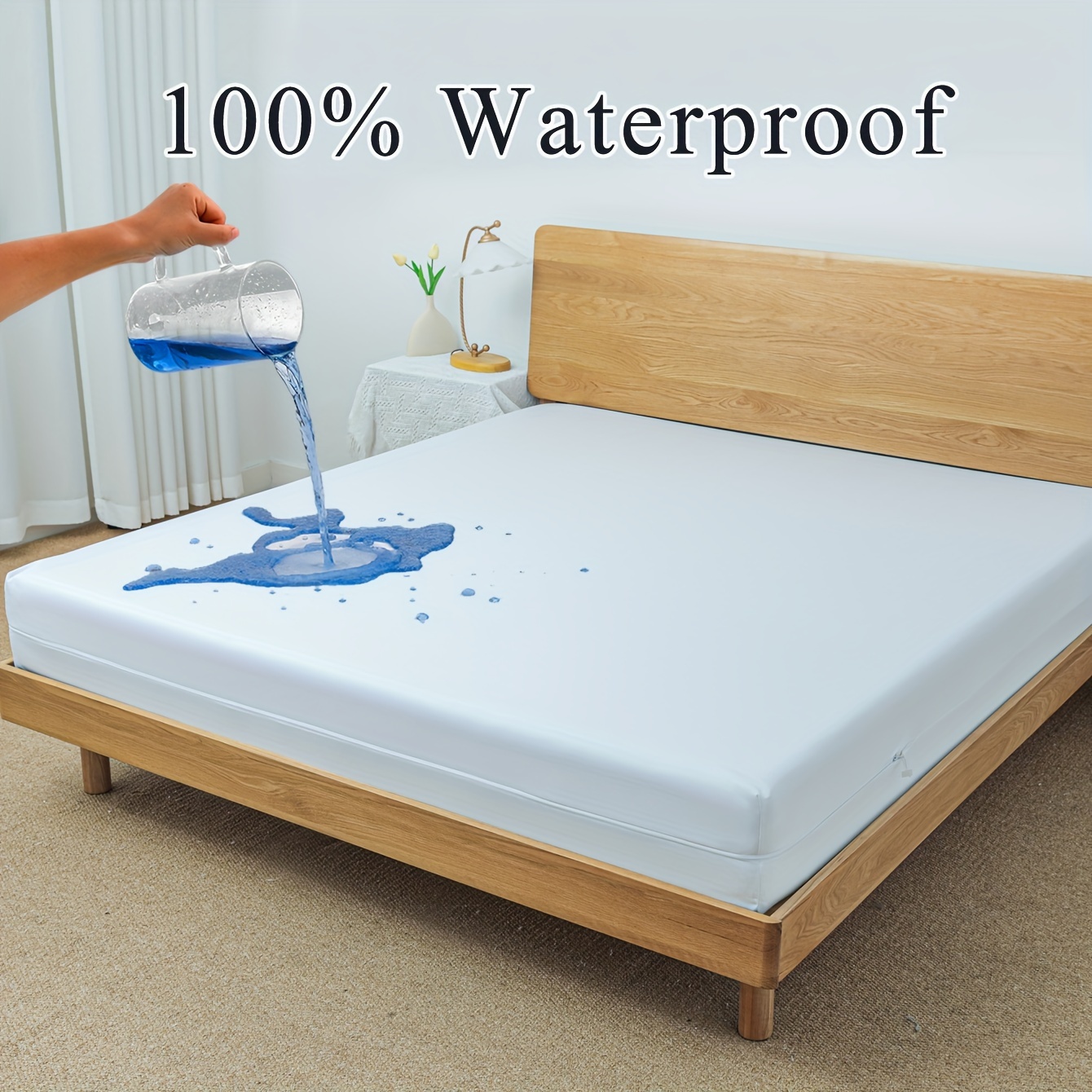 100% Waterproof Quilted Fitted Mattress Protector For All Season,  Hypoallergenic, Soft Comfortable, For Bedroom Guest Room Dorm Hotel, Vinyl  Free, Noiseless Hollow Cotton Mattress Topper, College Dorm Room New Home  Essentials - Temu