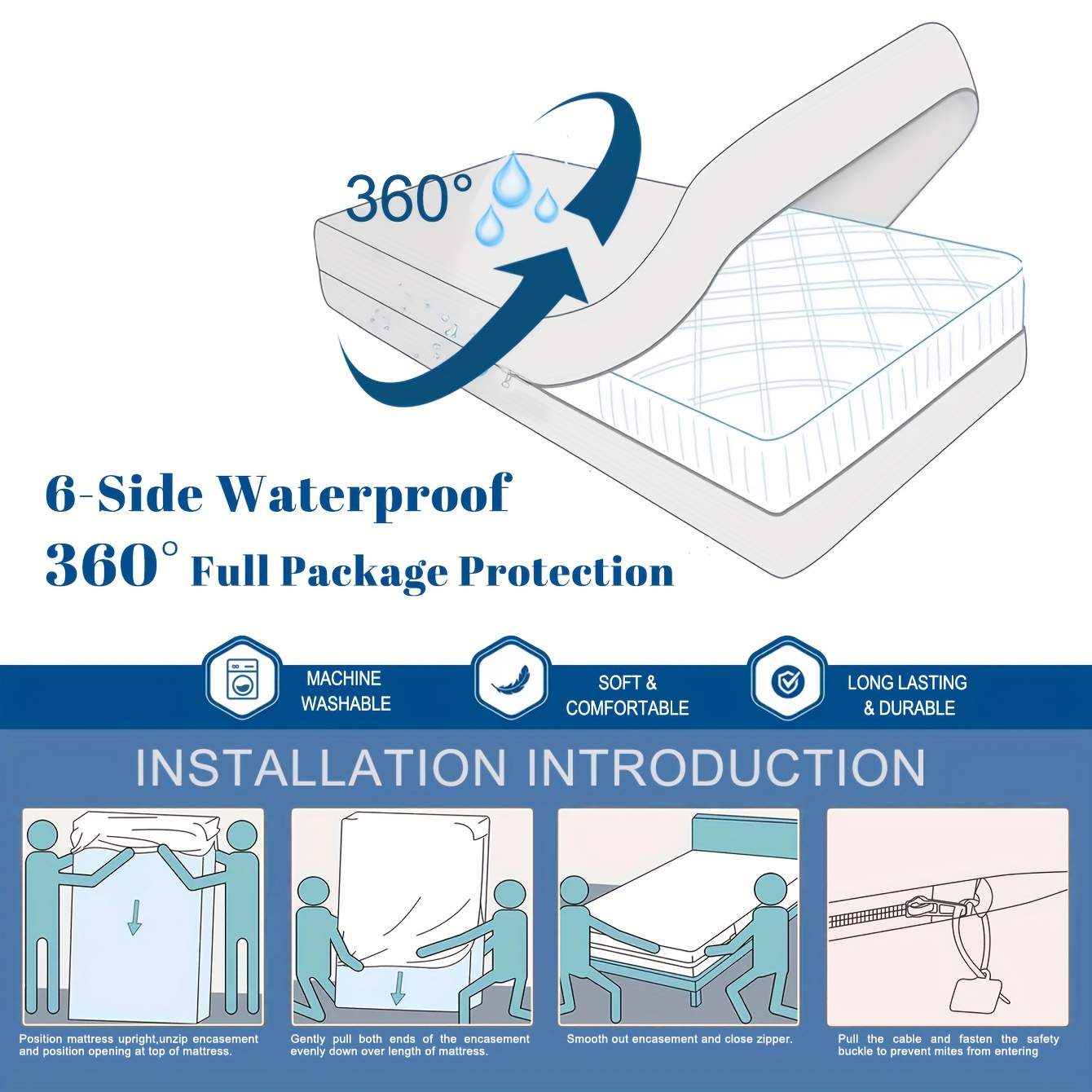 Safest 100% Waterproof Mattress Protector for All Season - Temu