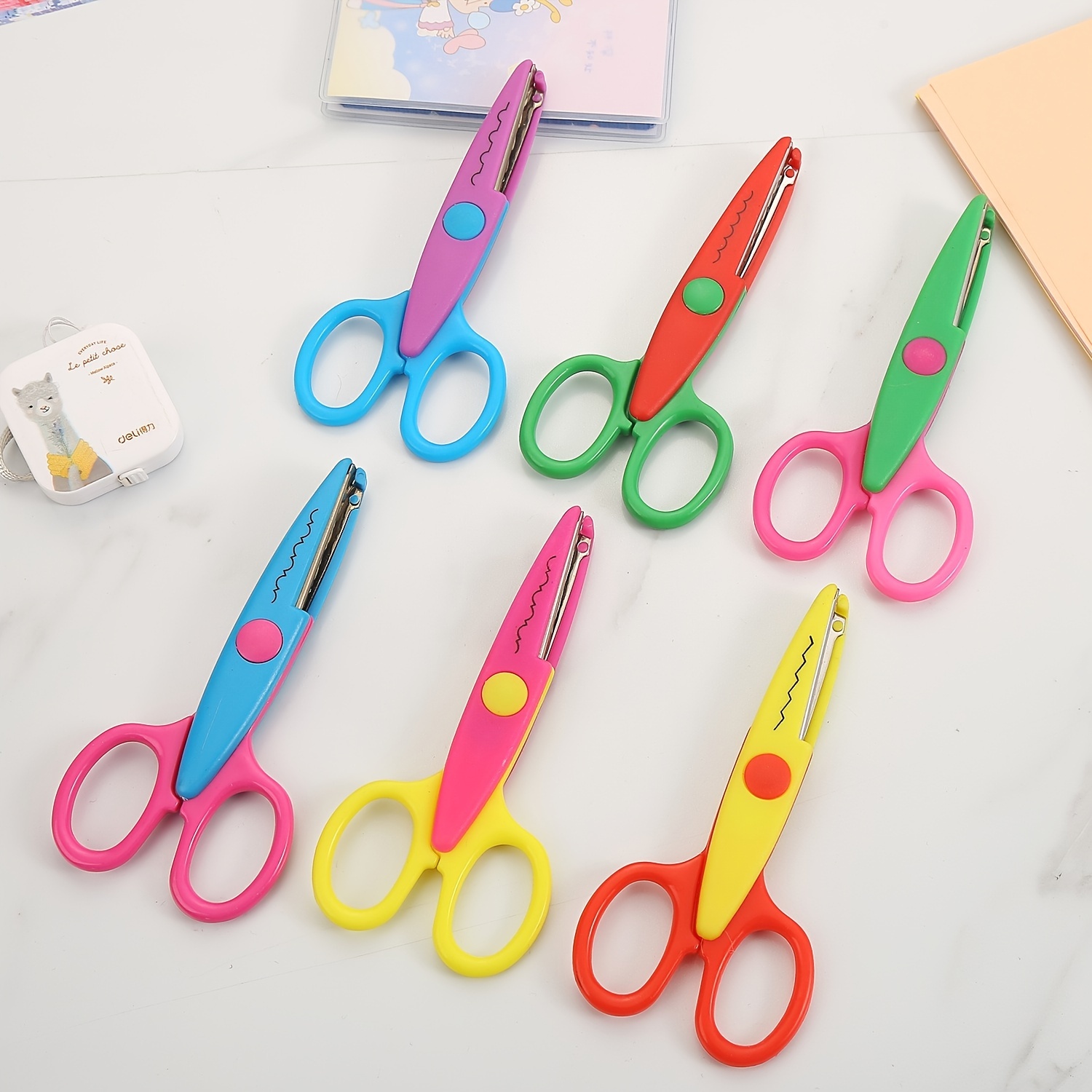 6pcs Safety Scalloped Edge Scissors Set For Diy Crafting & Flower