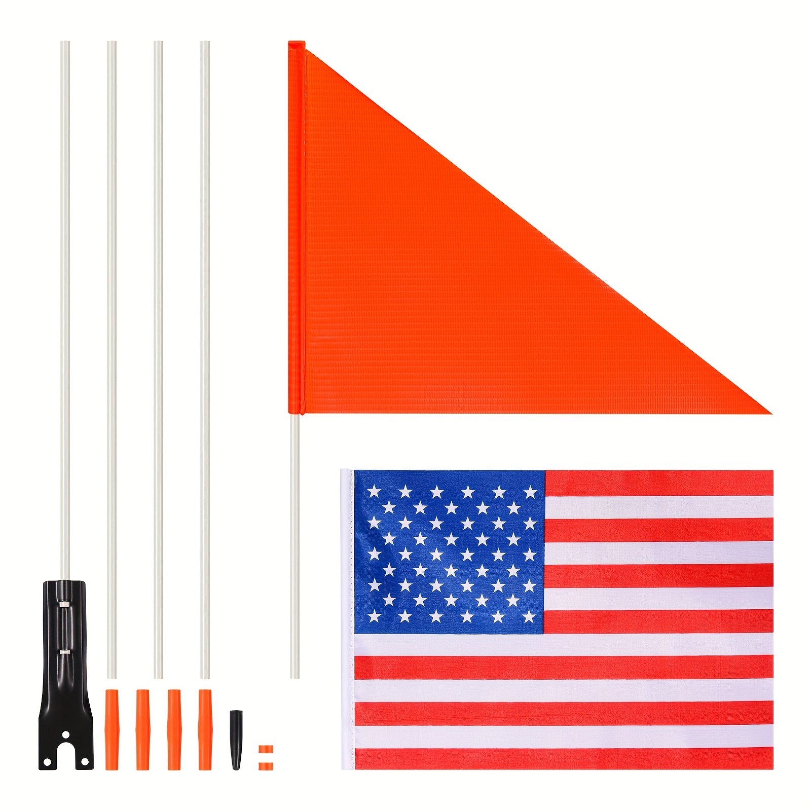 Mástil de bandera para casa, kit de asta de bandera de 6 pies, bandera  estadounidense con poste y soporte, poste de bandera negro profesional de  acero