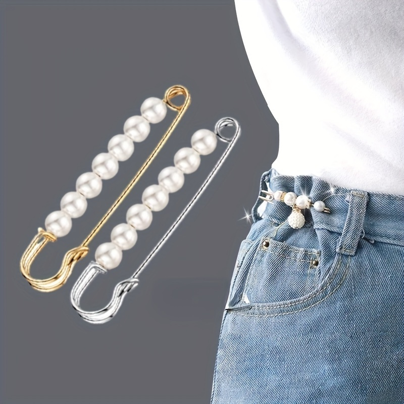 Temu 5pcs Waistband Pin Anti-Exposure Brooch Safety Pins Brooch for Women, Brooch Tightening, Brooch, Clothes and Skirt Waist Anti-Flipping Buckle,free