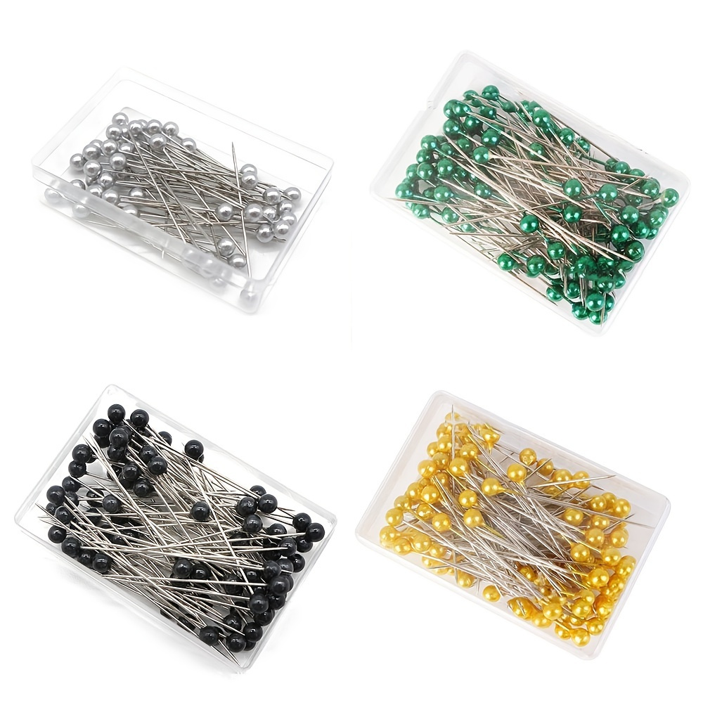 200pcs Sewing Pins Flat Head Straight Pins, Colored Pearl Head Stick Pin  Long 2.16inch Quilting Pins for Dressmaker, Craft, Sewing Project and DIY