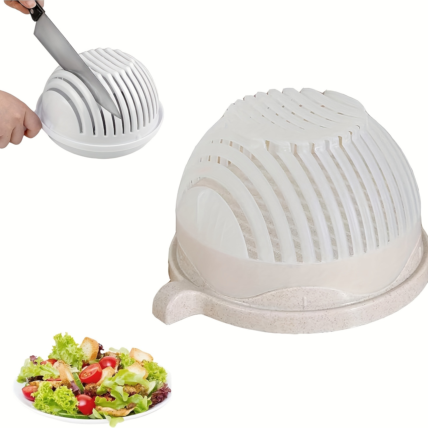 Salad Chopper, Double Layer Rotatable Salad Cutter Bowl, Multi-functional  Vegetable Choppers And Dicers, Salad Chopper Bowl And Cutter, Salad  Strainer Slicer Bowl, Kitchen Utensils, Kitchen Supplies, Back To School  Supplies - Temu