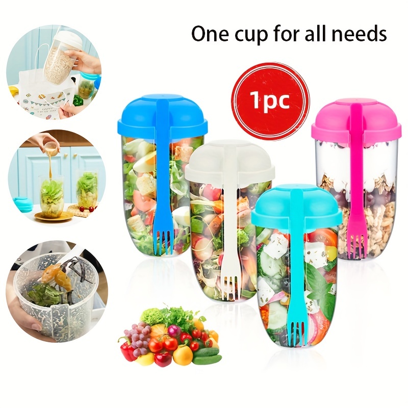 1pc Salad Cup, Portable Salad Meal Shaker Cup, Plastic Healthy Salad  Container Fork, Salad Dressing Holder, Salad Cup For Picnic Lunch  Breakfast, Kitchen Stuff, Kitchen Gadgets, Back To School Supplies  1070ml/36.2oz- Fresh