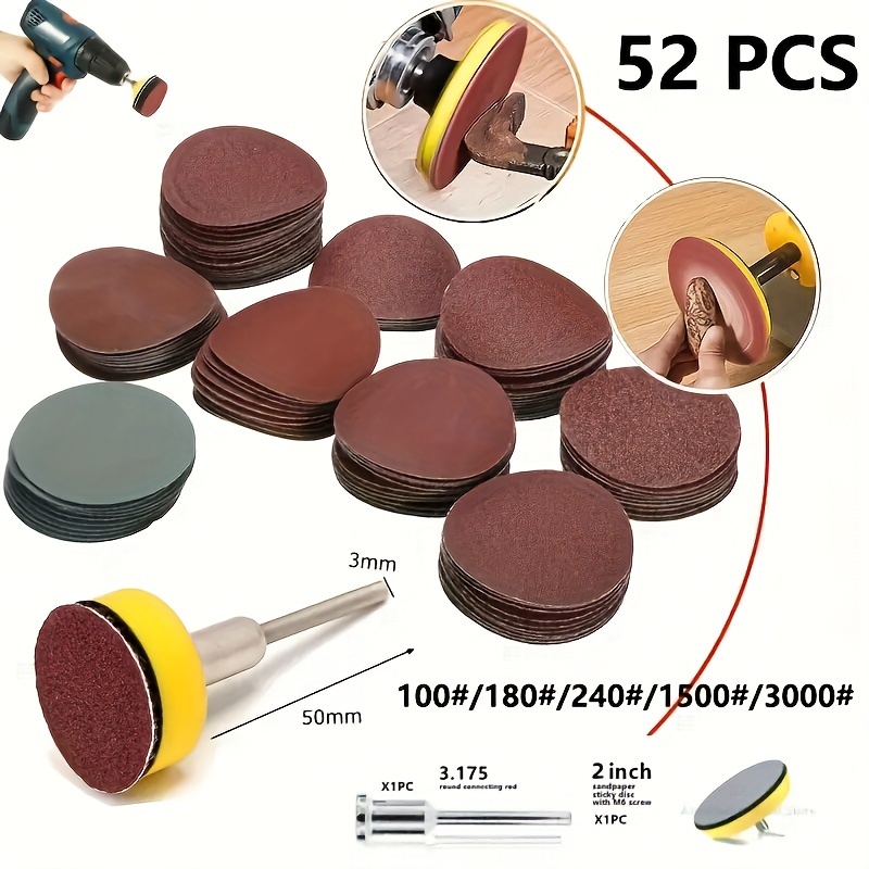 100pcs 25mm 1 pouce Sander Disc Disque de ponçage 100-3000 Grit