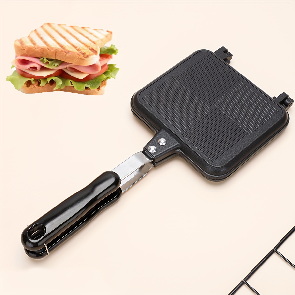 6 In Panini Cast Iron Pan Sandwich Lodge Breakfast Fry Mini Baking