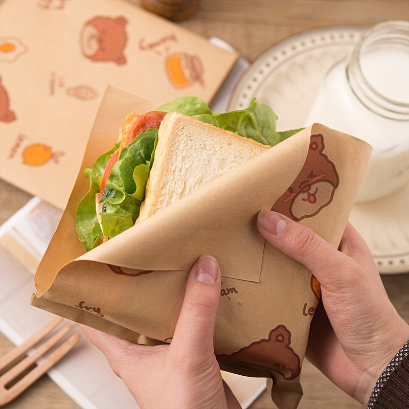 ZIIVARD 150 hojas de papel para envolver alimentos de grado alimenticio,  papel de hamburguesa de sándwich de taco, desechable, 3 patrones, forros de