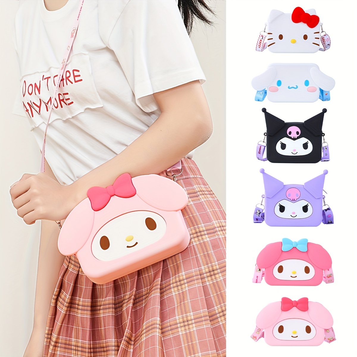 Cute Girl Kuromi My Melody Cinnamoroll Hello Kitty Bear Crossbody Shoulder  Bag