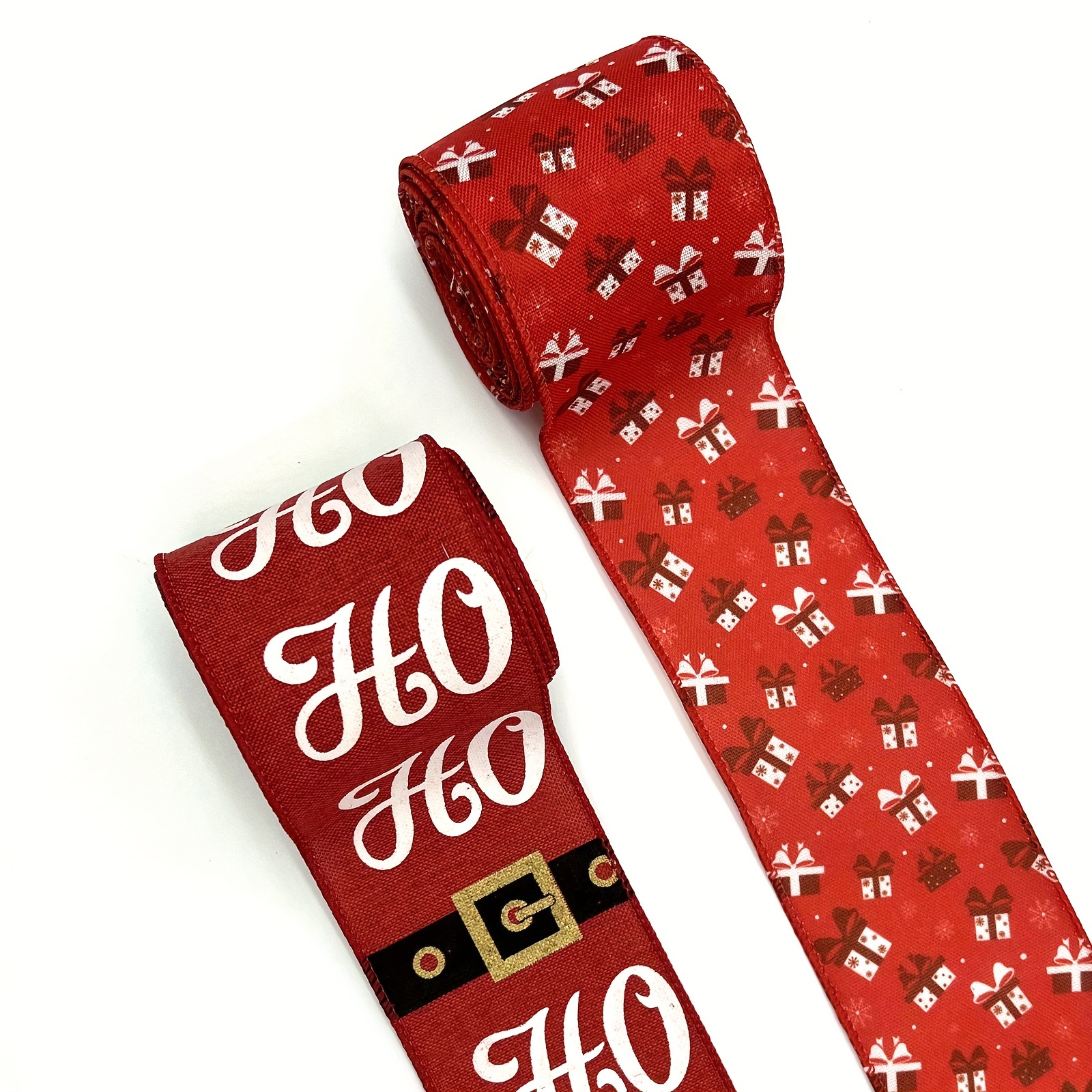 Green Red Christmas Ribbon Tie With Christmas Tree Reindeer - Temu