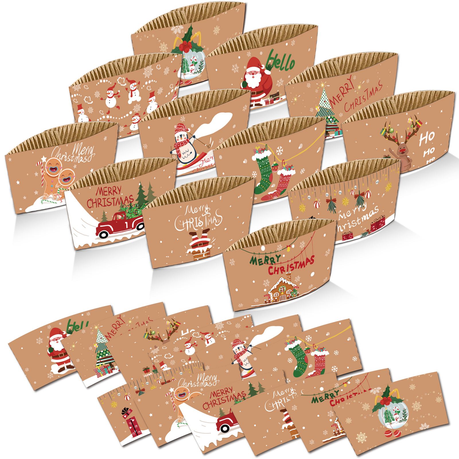 Christmas Santa Coffee Cups Sleeves Hmxpls Disposable Hot - Temu