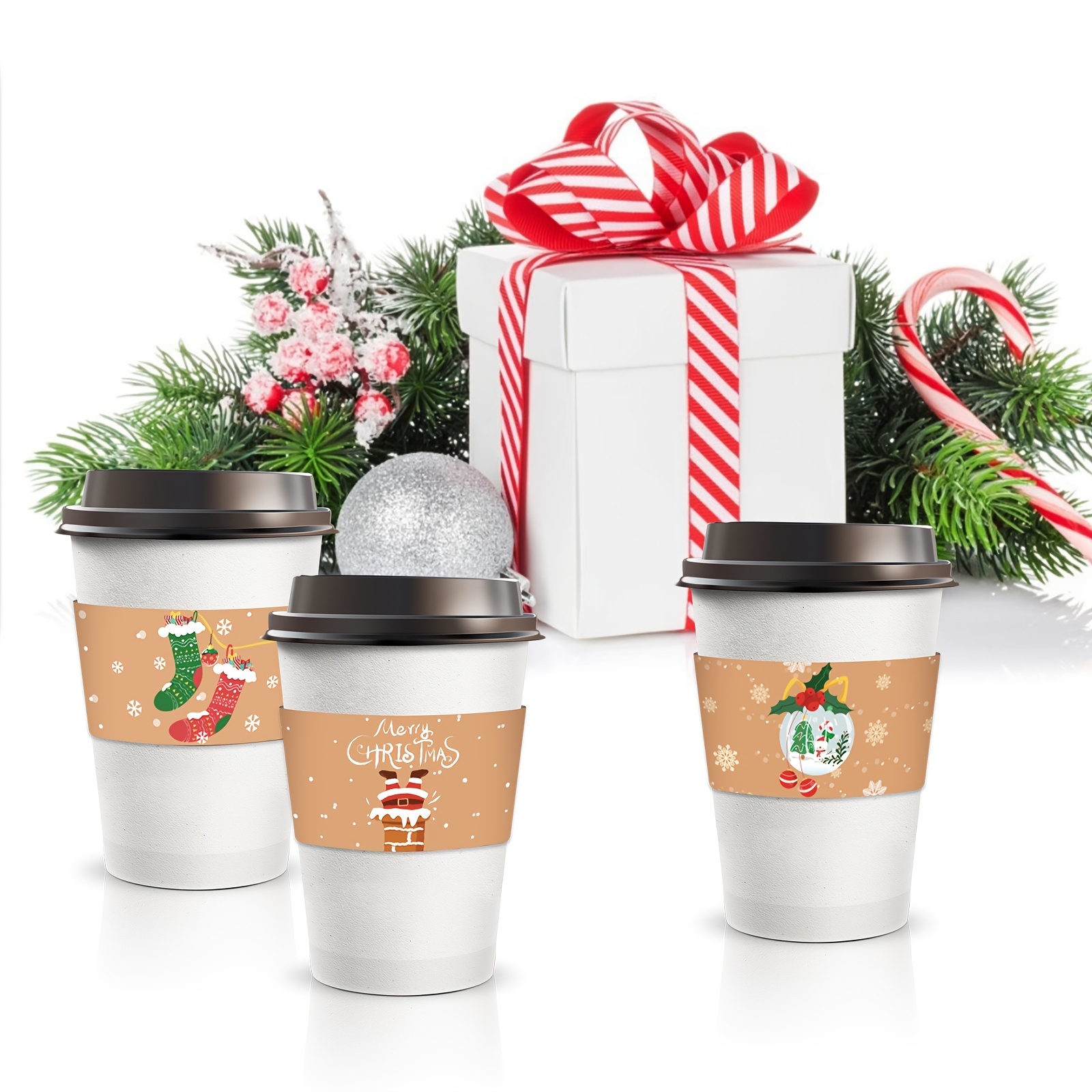 Christmas Santa Claus & Snowman Design Disposable Paper Cup For Hot And  Cold Beverage, One Time Use