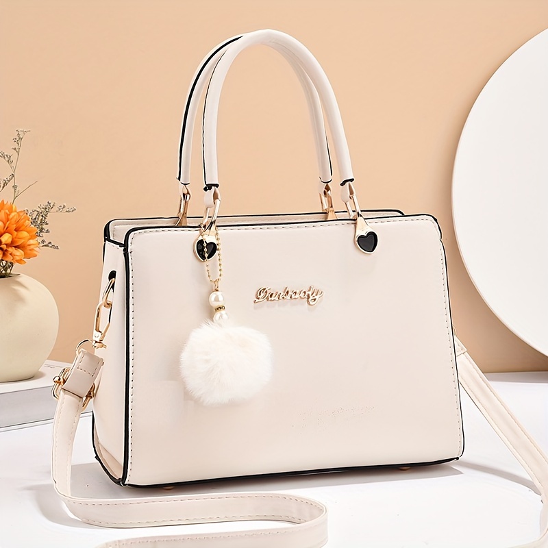 Zecatl Ladies Handbag White Modern Fashion Shoulder Bag Purse Pu Leather White White