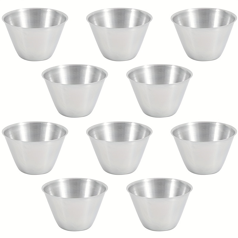 12Pcs Round Ramekin Stainless Steel Sauce Cup - 2.5 Oz Dipping Sauce Bowls  Sauce Cups Reusable Salad Dressing Container - Metal Sauce Cups Small Sauce