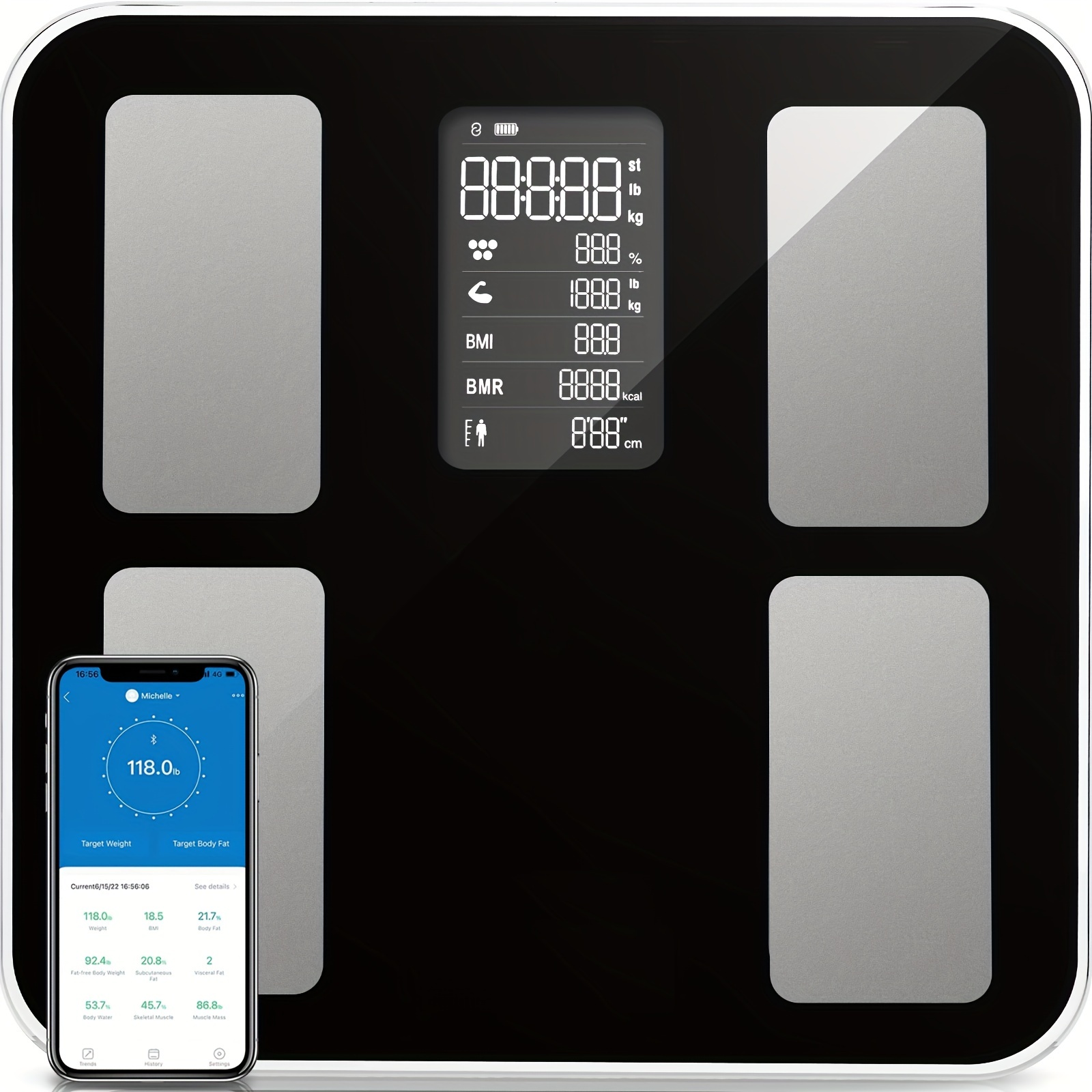Comprar Báscula de grasa corporal BMI inteligente Báscula de peso  electrónica para baño Digital con Control táctil de alta precisión