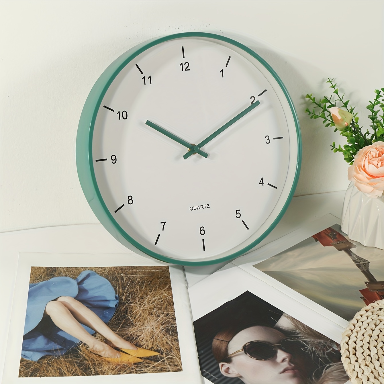 1pc Reloj Pared Margaritas Flores Blancas Reloj Cocina Sin - Temu