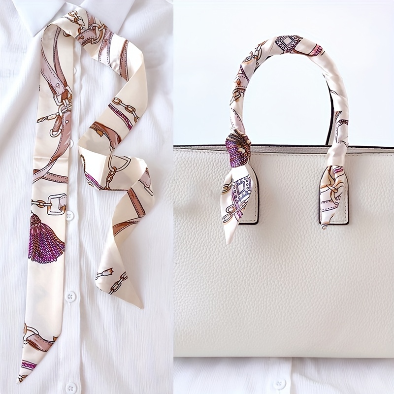 Fashionable Twilly Scarf Decorated Handbag With Adjustable