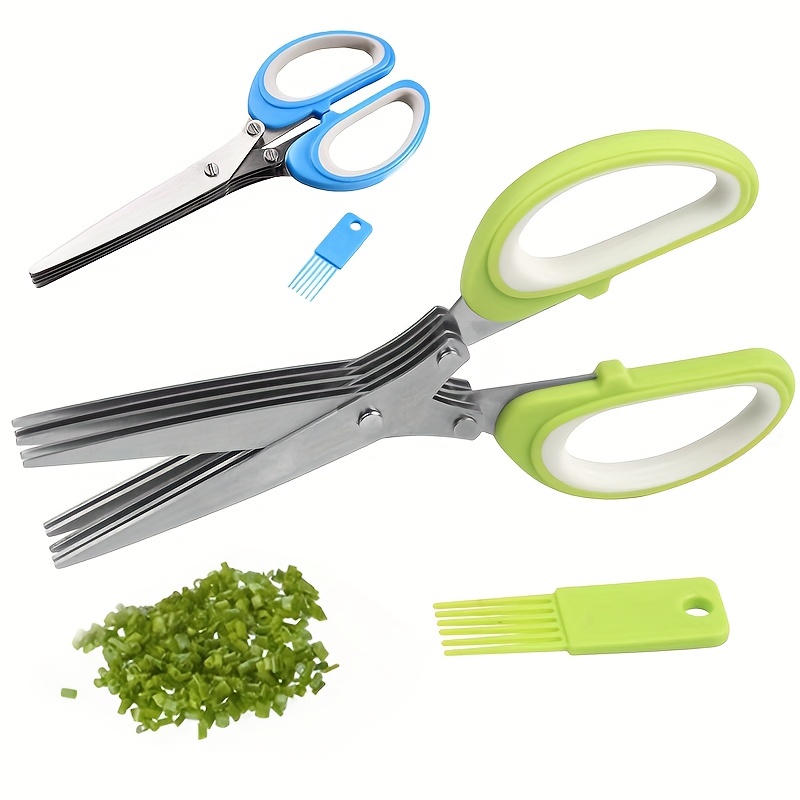 Multi-Layer Scissor Stainless Steel Kitchen Scissor Green Onion Scissor  Herb Cutting Shear With Safe Cover Vegetable Meat Shear - AliExpress