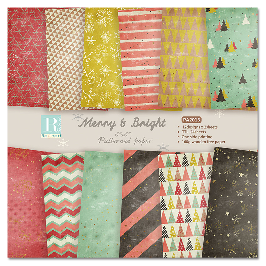 24 Sheets 6 x 6 Vintage Christmas Scrapbook Paper Single -Sided Cardstock  for Scrapbooking Journal Photo Album (R2315)