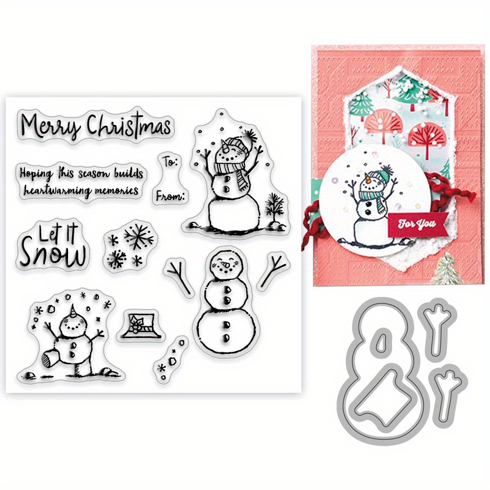 Retro Rubber Clear Stamp Merry Christmas Elk Snowman X mas - Temu