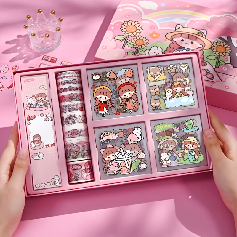 Boxed Kawaii Cartoon Series Tape Stickers Decorative Diy Washi