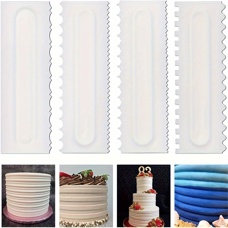 Unique Bargains Cake Cream Dough Edge Side Decorating Baking Tool Plastic Scraper White 3pcs